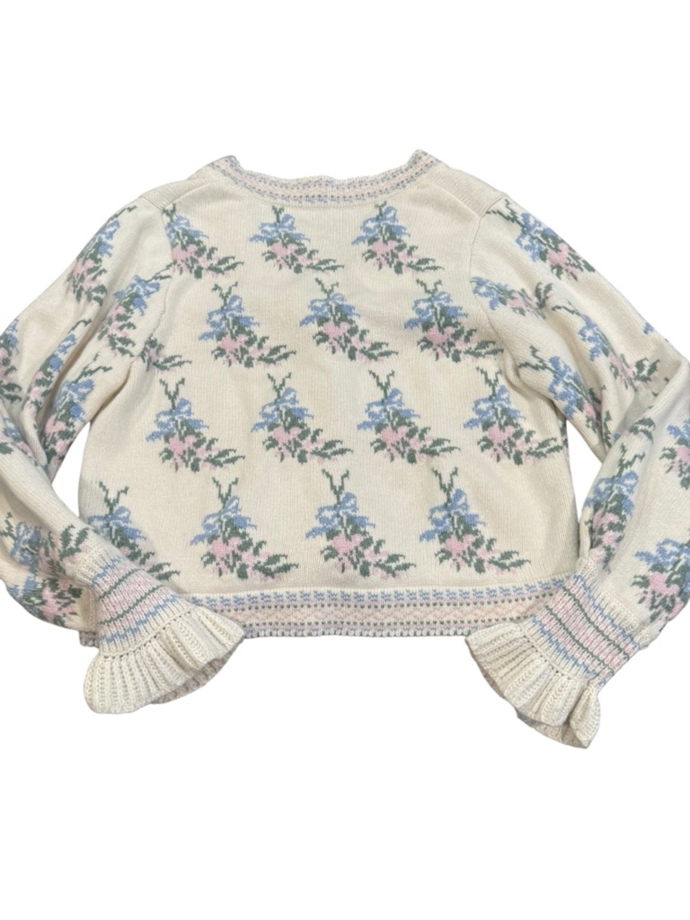 Love Shack Fancy Boscom Floral Cardigan Coquette Dew Drop Cream Multi Size Med - Picture 4 of 9